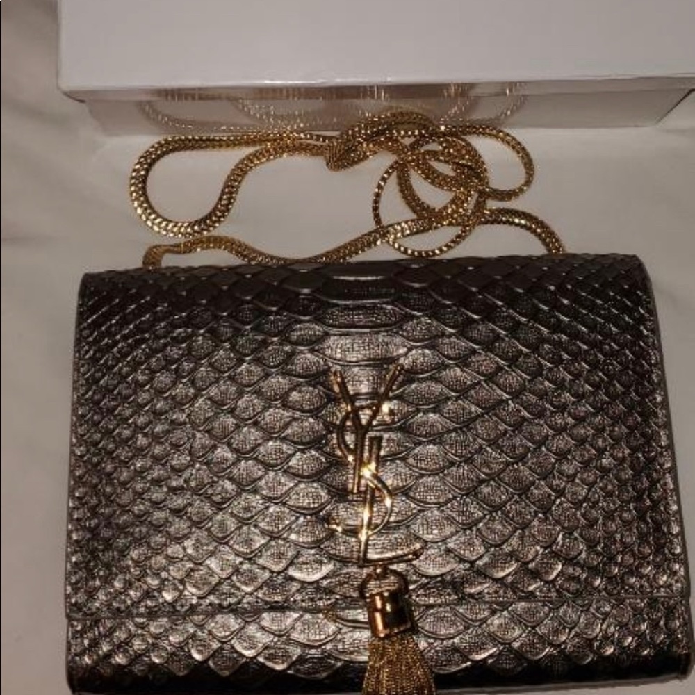 YSL Croc-Embossed Katie Tassel